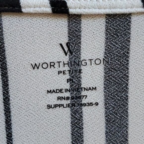 LAST CHANCE Worthington White Black Striped Sz PL Blouse Tunic w Flared 3/4 Slv - Picture 7 of 9